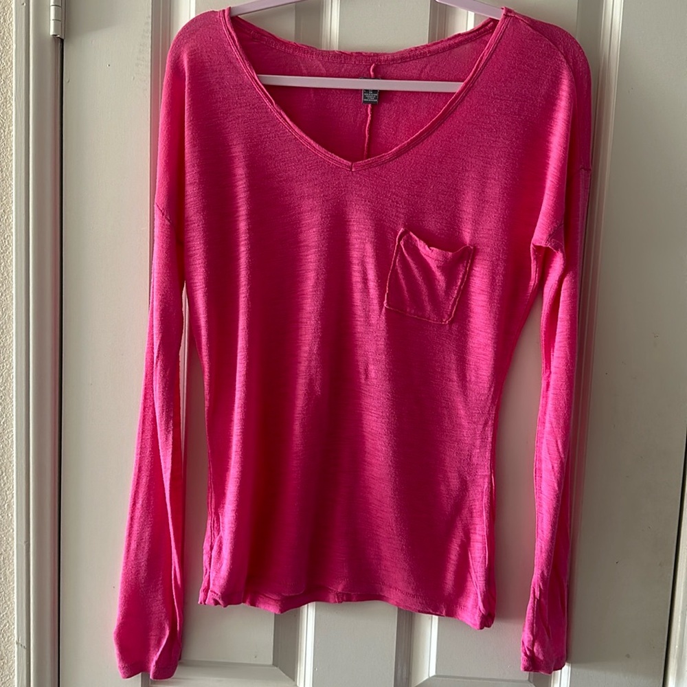 Aerie Pink Long Sleeve Lounge Top
